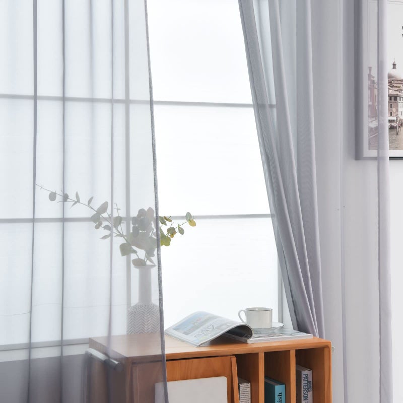 SpaceDresser Sheer Voile Window Treatment Rod Pocket Curtain Panels for Kitchen Bedroom Living Room Drapes Sunlight Filtering Privacy Semi Home Decor Assorted Colors Sizes (Grey, 52 W x 84 L) - Image 4
